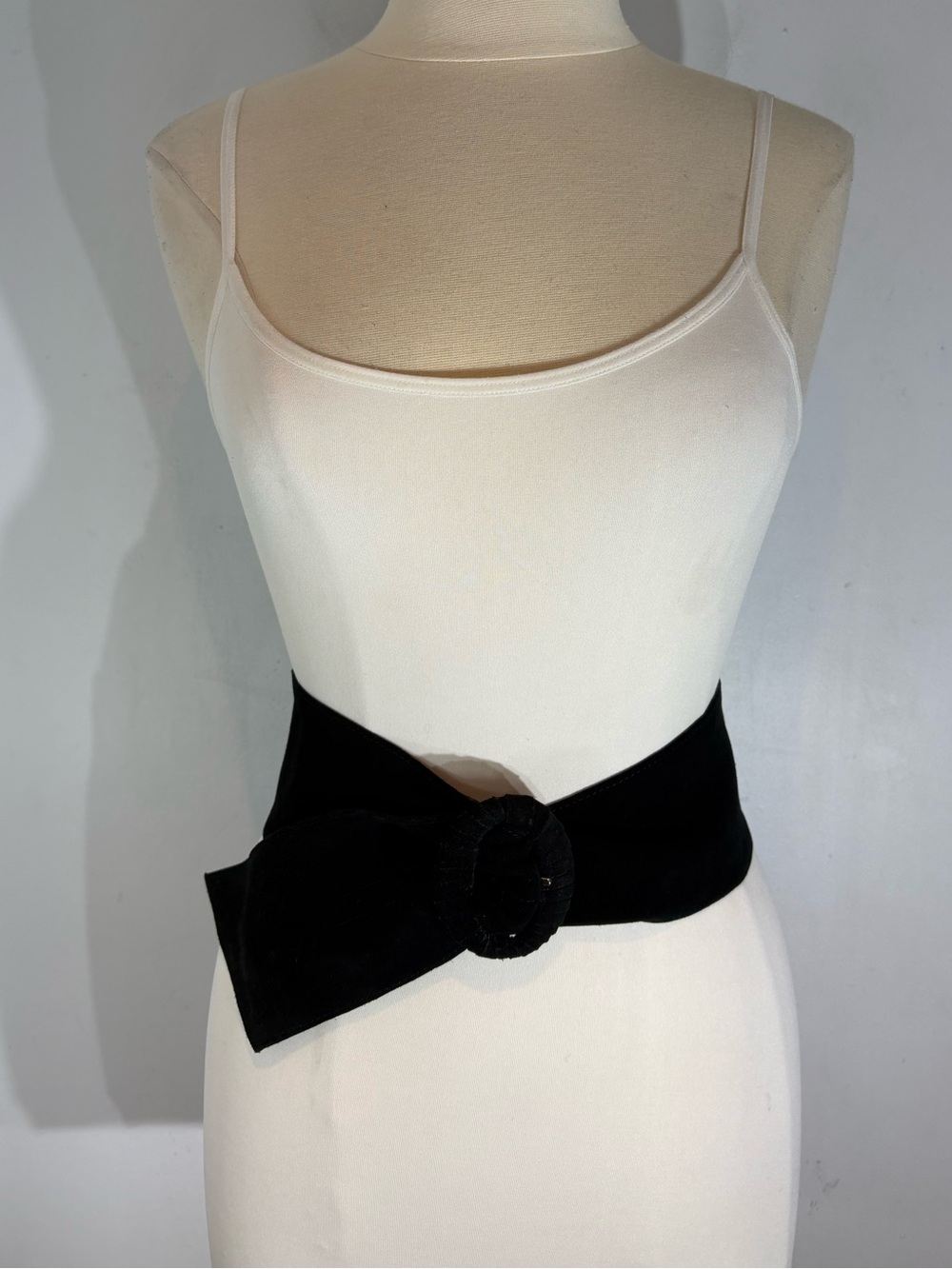 HYDE Collection Black Suede Extra Wide Corset Waist Belt Medium